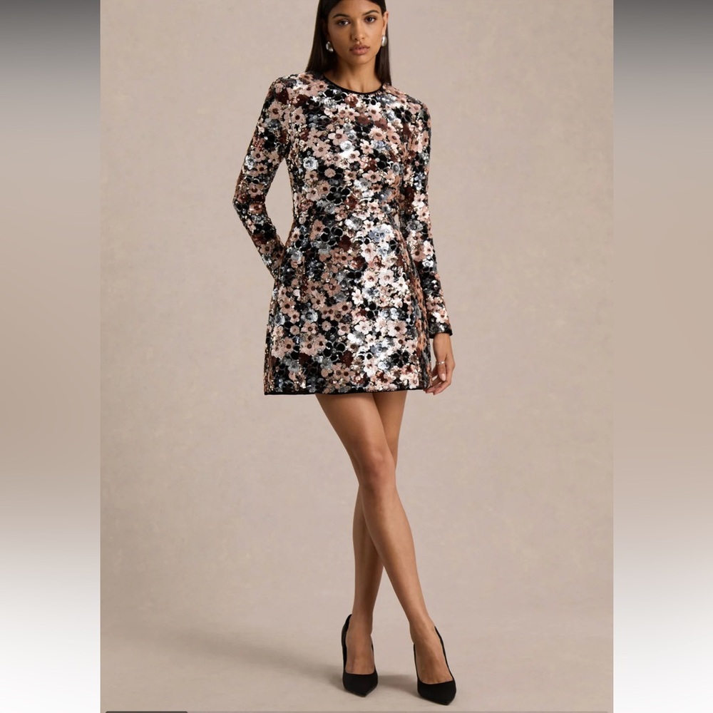 Club L London Multicolor Floral Long Sleeve Dress